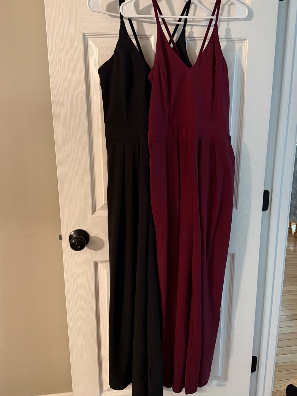 HALARA Spaghetti Strap Jumpsuit in Black & Burgundy